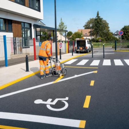 Marquage de parking scolaire &agrave; Champhol, comment s&eacute;curiser les abords ?