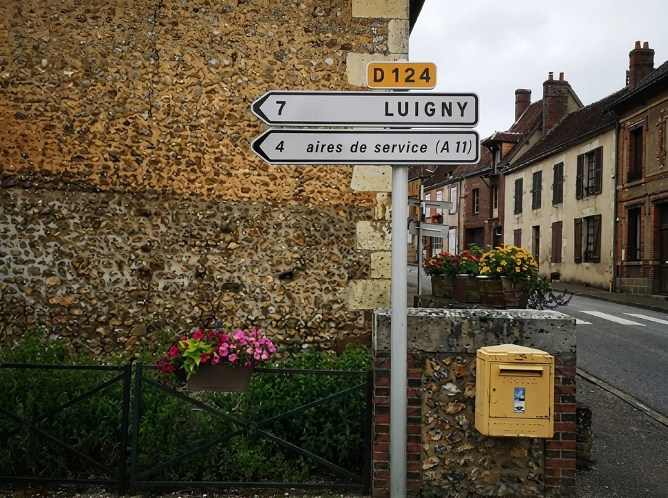 Façade commerciale d'une entreprise d'étanchéité, parking bitumé avec marquage au sol blanc